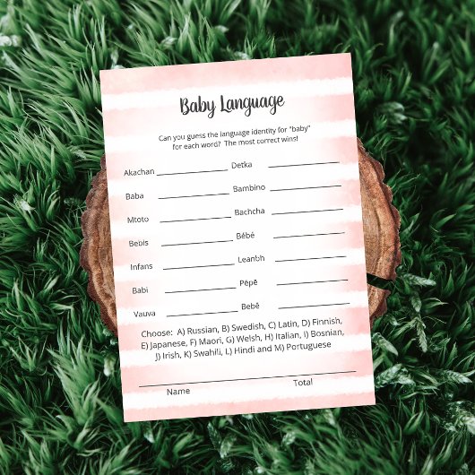 White Bunny Pink Baby Language Game Kaart
