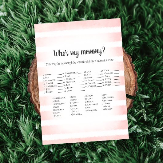 White Bunny Pink, mijn mama Baby shower Game Kaart