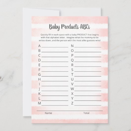 White Bunny Pink Product ABCs Game Kaart (Voorkant)