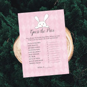 White Bunny Pink raadt het prijsspel Baby shower Kaart
