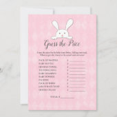 White Bunny Pink raadt het prijsspel Baby shower Kaart (Voorkant)