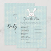 White Bunny raadt het Baby shower Kaart (Voorkant / Achterkant)