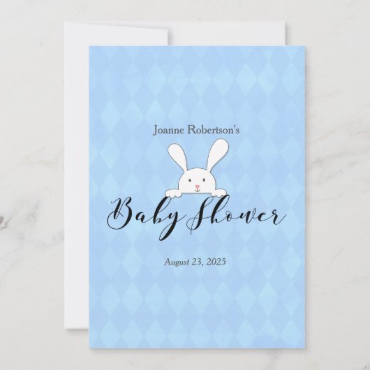 White Bunny Rabbit Blue over under Shower Game Kaart (Achterkant)