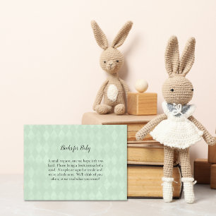 White Bunny Rabbit boeken voor Baby shower spel Informatiekaartje