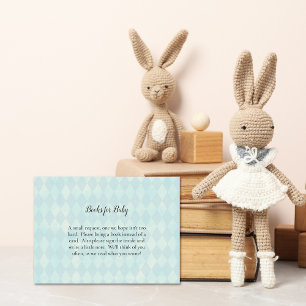 White Bunny Rabbit boeken voor Baby shower spel Informatiekaartje