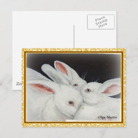 White Bunny Rabbit Briefkaart (Voorkant / Achterkant)