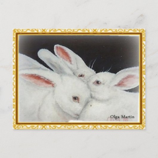 White Bunny Rabbit Briefkaart (Voorkant)
