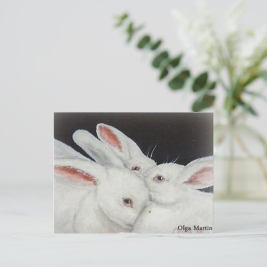 White Bunny Rabbit Briefkaart (Staand voorkant)