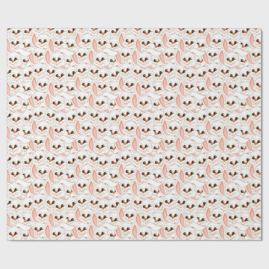 White Bunny Rabbit Face Seamless Pattern Cadeaupapier (Vlak)