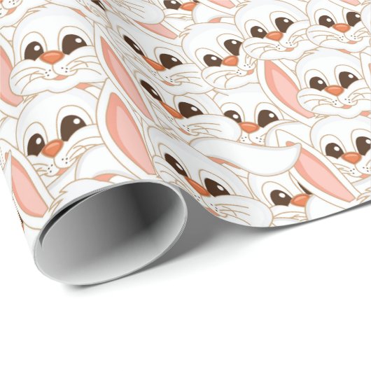 White Bunny Rabbit Face Seamless Pattern Cadeaupapier (Rol Hoek)