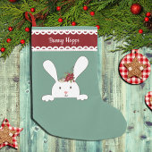 White Bunny Rabbit Floral Lace Monogram Kleine Kerstsok