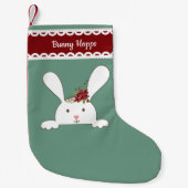 White Bunny Rabbit Floral Lace Monogram Kleine Kerstsok (Voorkant)