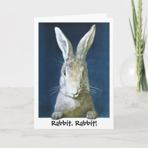  White Bunny Rabbit Good Luck Card Kaart