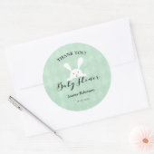 White Bunny Rabbit Green Diamond Baby shower Ronde Sticker (Envelop)
