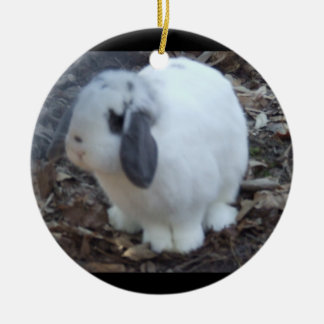White Bunny Rabbit Happy Pasen Keramisch Ornament