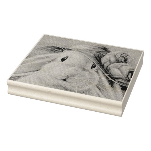 White Bunny Rabbit in Spring Bonnet Waterverf Art Rubberstempel (Stempel)