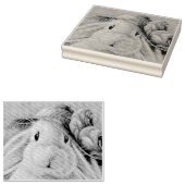 White Bunny Rabbit in Spring Bonnet Waterverf Art Rubberstempel (Gestempeld)