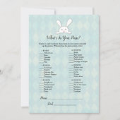 White Bunny Rabbit in your Purse Baby shower Game Kaart (Voorkant)