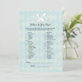 White Bunny Rabbit in your Purse Baby shower Game Kaart (Staand voorkant)
