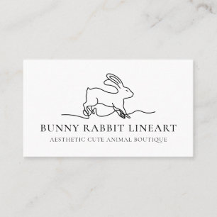 White Bunny Rabbit Line Art Baby Animal Visitekaartje