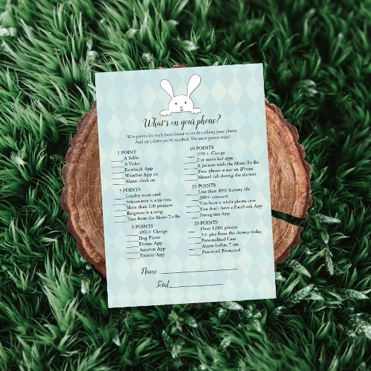 White Bunny Rabbit op je Baby shower Kaart