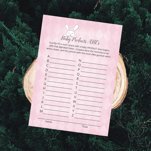 White Bunny Rabbit roze Argyle Baby Products Game Kaart