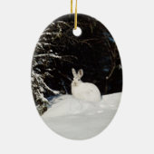 White Bunny Rabbit Wildlife Holiday Decorations Keramisch Ornament (Achterkant)