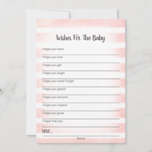 White Bunny roze wenst Baby Kaart (Voorkant)