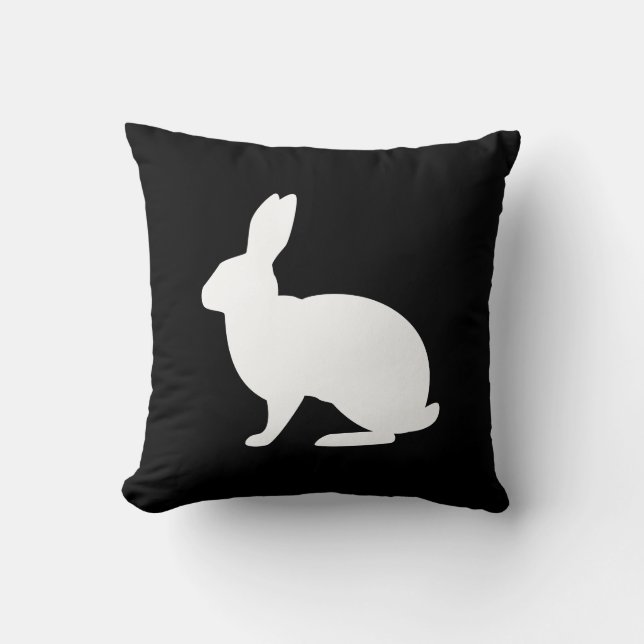 White Bunny Shape On Black Stylish Easter Kussen (Voorkant)