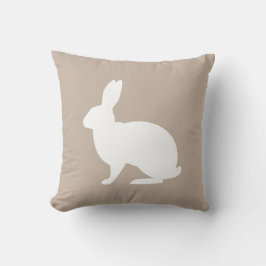 White Bunny Silhouette On Beige Stylish Easter Kussen