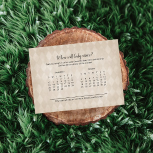 White Bunny Tan Baby Aankomst Voorspelling Spel Informatiekaartje