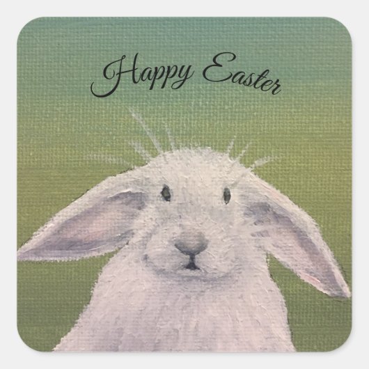 White Bunny Vierkante Sticker (Voorkant)