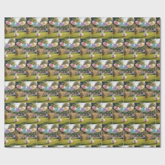 White Bunny Wearing a Pink Tutu Cadeaupapier (Vlak)