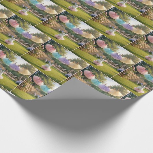 White Bunny Wearing a Pink Tutu Cadeaupapier (Hoek)