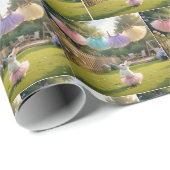 White Bunny Wearing a Pink Tutu Cadeaupapier (Rol Hoek)