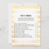 White Bunny Yellow over onder Baby shower Game Kaart (Voorkant)