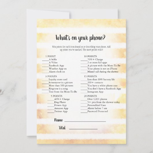 White Bunny Yellow What's On Your Phone Game Kaart (Voorkant)