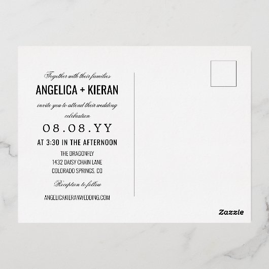 White Burgundy Floral Greenery Monogram Weddenscha Folie Uitnodiging Briefkaart (Achterkant)