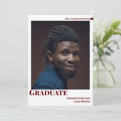 White Burgundy Foto Afstuderen Aankondiging (Staand voorkant)