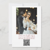 White Burgundy Minimalist QR Code Photo Wedding Kaart (Achterkant)