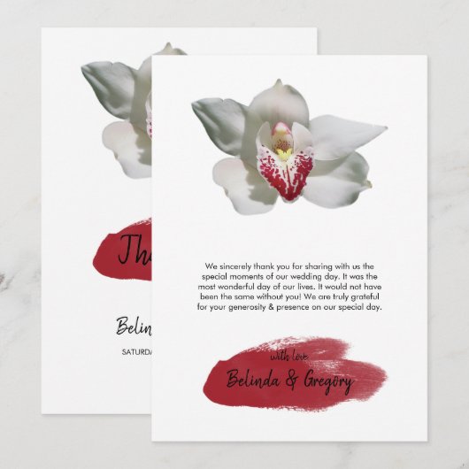 White Burgundy Orchid Weddenschap Hartelijk dank Bedankkaart (Voorkant / Achterkant)
