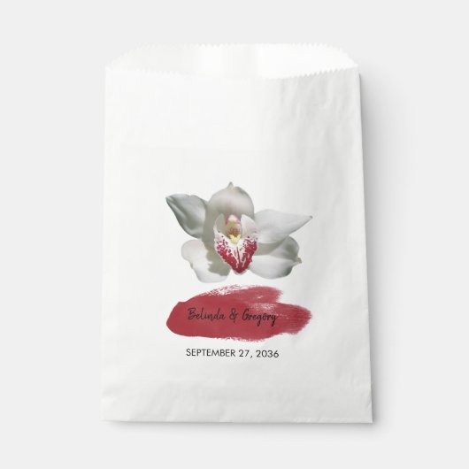 White Burgundy Orchid Wedding Bedankzakje (Voorkant)