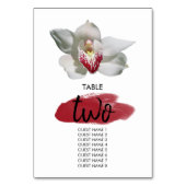 White Burgundy Orchid Wedding Guest Names Kaart (Achterkant)