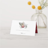 White Burgundy Orchid Wedding Place Card Plaatskaartje (Voorkant)