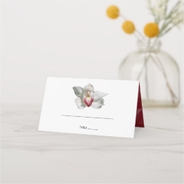 White Burgundy Orchid Wedding Place Card Plaatskaartje