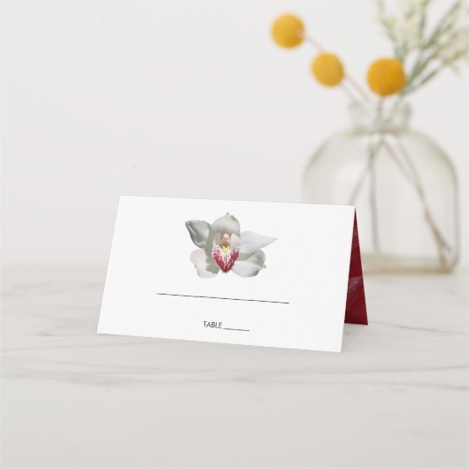 White Burgundy Orchid Wedding Place Card Plaatskaartje (Voorkant)