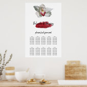 White Burgundy Orchid Wedding Seding Chart Poster (Keuken)