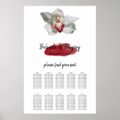 White Burgundy Orchid Wedding Seding Chart Poster (Voorkant)