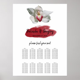 White Burgundy Orchid Wedding Seding Chart Poster