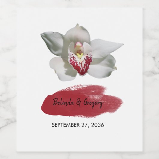 White Burgundy Orchid Wedding Wijn Etiket (Enkel label)